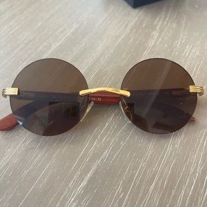 Cartier Round vintage Sunglasses for Women Bagatelle 90's authentic woods